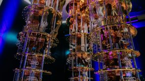Advanced quantum computer with intricate circuits and glowing interface, illustrating cutting-edge technology innovations