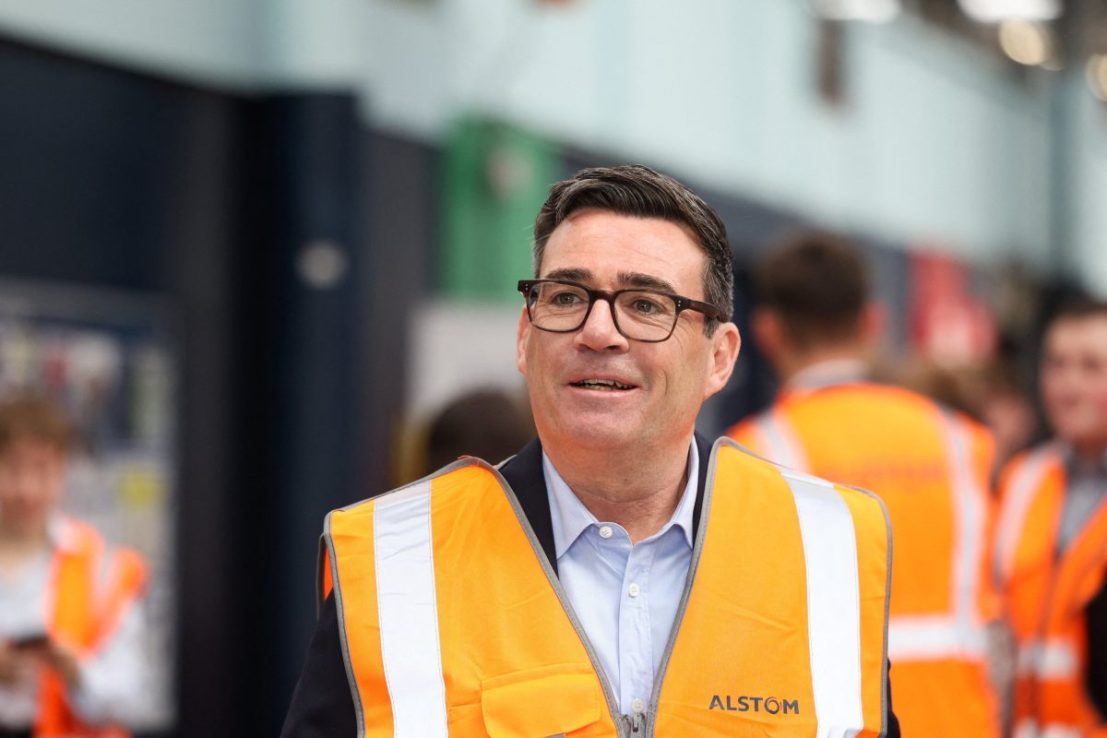 DERBY, ENGLAND - JULY 28: British Prime Minister Andy Burnham visits Alstom, on the day he unveils new technical educational routes aimed at tackling youth unemployment, on July 28, 2026 in Derby, England. (Photo by Temilade Adelaja - WPA Pool/Getty Images)
