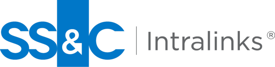 SSC Intralinks logo in blue, representing financial technology and secure information sharing.