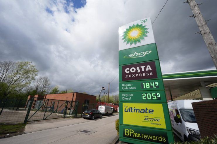 BP gas station sign displaying fuel prices: Regular Unleaded 184.9 and Regular Diesel 205.9.