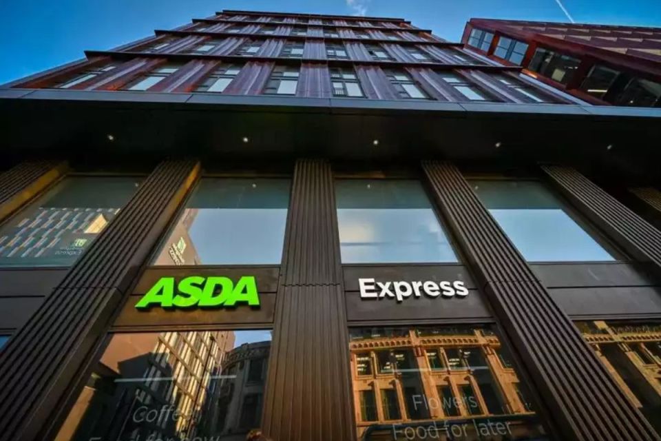 ASDA Express store exterior, a modern building with green ASDA and white Express logos on the storefront