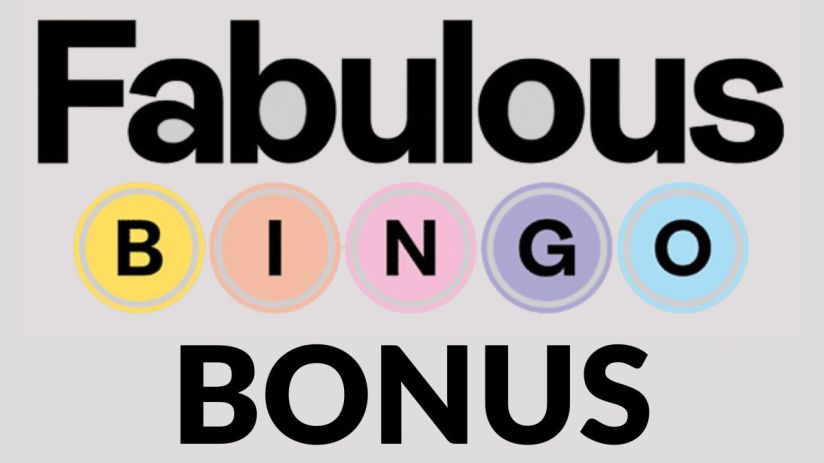 Fabulous Bingo Bonus logo with black text on a light gray background, featuring colorful bingo balls spelling BINGO.