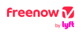 Freenow by Lyft logo in red and pink text with a checkmark icon