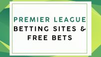 Text graphic: Premier League Betting Sites & Free Bets on a green geometric background