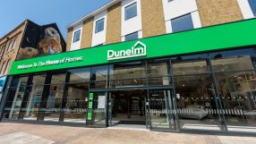 Exterior of the new Dunelm Kingston superstore with a bright green facade and large glass windows.