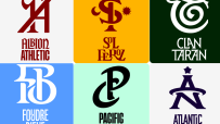 Collection of six sports team logos: Albion Athletic, Sol Feroz, Cian Taran, Foudre Bleue, Pacific Current, Atlantic Novas.