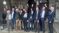 Jubilant Libor traders celebrate outside court after their convictions were overturned.