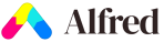 Alfred logo with a colorful abstract A symbol in magenta, yellow, cyan, and blue segments.
