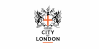 City of London Corporation logo with coat of arms, featuring a red cross on a white shield and dragons.