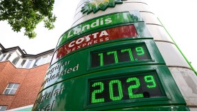 BP Londis fuel price sign with diesel at 202.9 and unleaded at 177.9, showing high diesel prices.