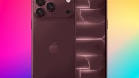 iPhone 18 Pro in a dark red or burgundy color, showing the triple camera array on the back and the full screen display.