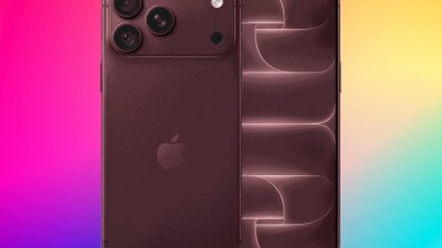 iPhone 18 Pro in a dark red or burgundy color, showing the triple camera array on the back and the full screen display.
