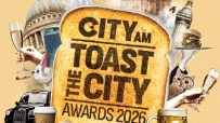 City AM Toast the City Awards 2026 logo with London landmarks, champagne, coffee, and a taxi.