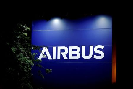 FILE PHOTO: A logo of Airbus is seen at the entrance of its factory in Blagnac near Toulouse