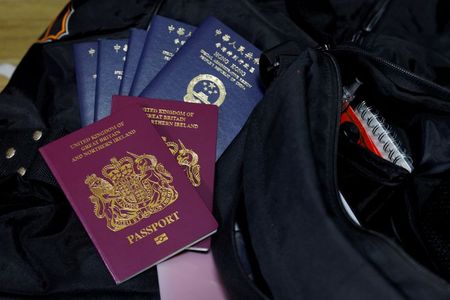 Britain introduced the Hong Kong British National (Overseas) visa scheme in January after Beijing imposed the national security law in its former colony last year. (REUTERS/Tyrone Siu/File Photo)